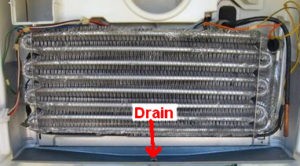 leaking Refrigerator defrost drain hole