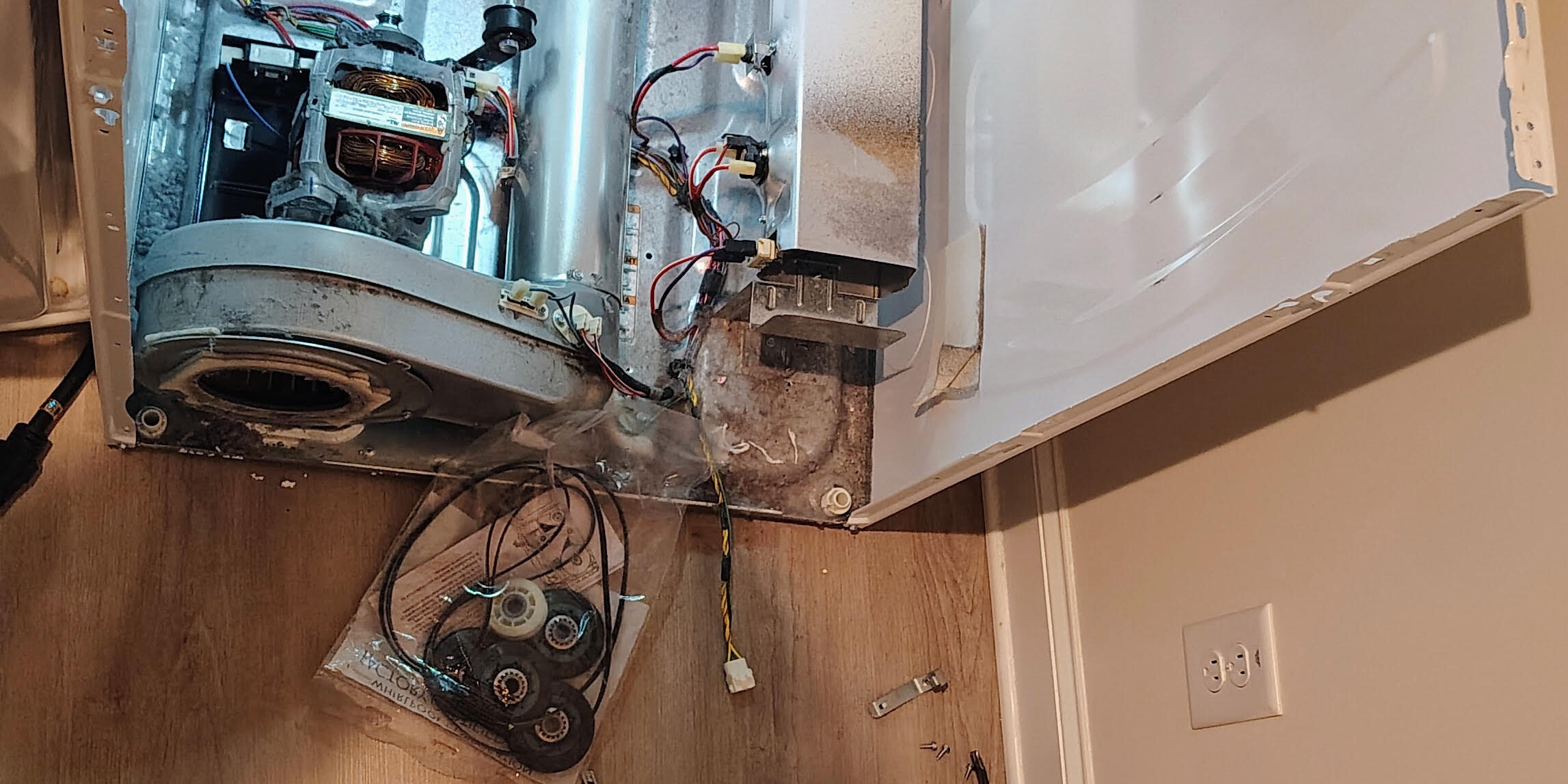whirlpool-dryer-bearing-repair-alpharetta-ga-after Whirlpool dryer WED560LHW2 after bearing repair kit replacement in Alpharetta GA