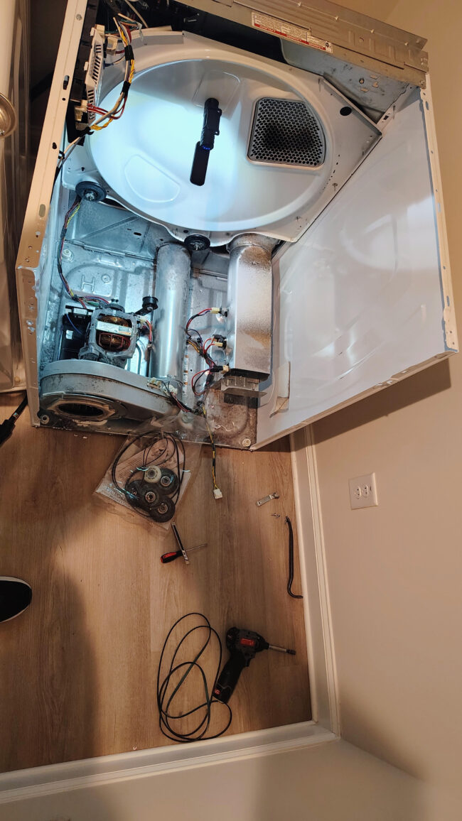 Whirlpool dryer WED560LHW2 after bearing repair kit replacement in Alpharetta GA